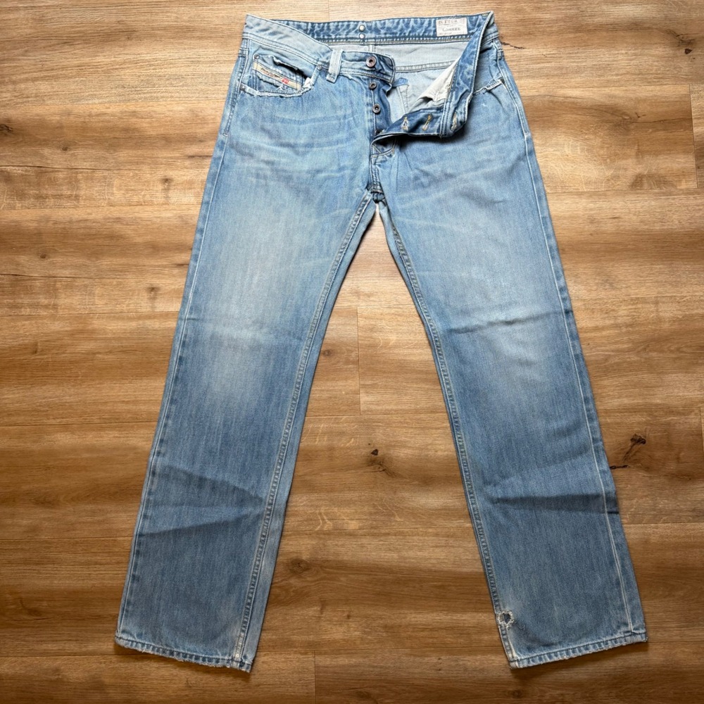 Diesel Lakkee Jeans Mens 32x32 Blue Light Wash Straight Leg Distressed 008AT Y2K